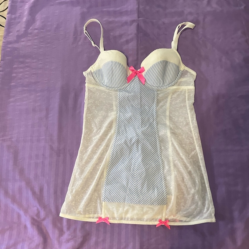 Sexy little things by Victoria secret s/p white with blue stripes lingerie